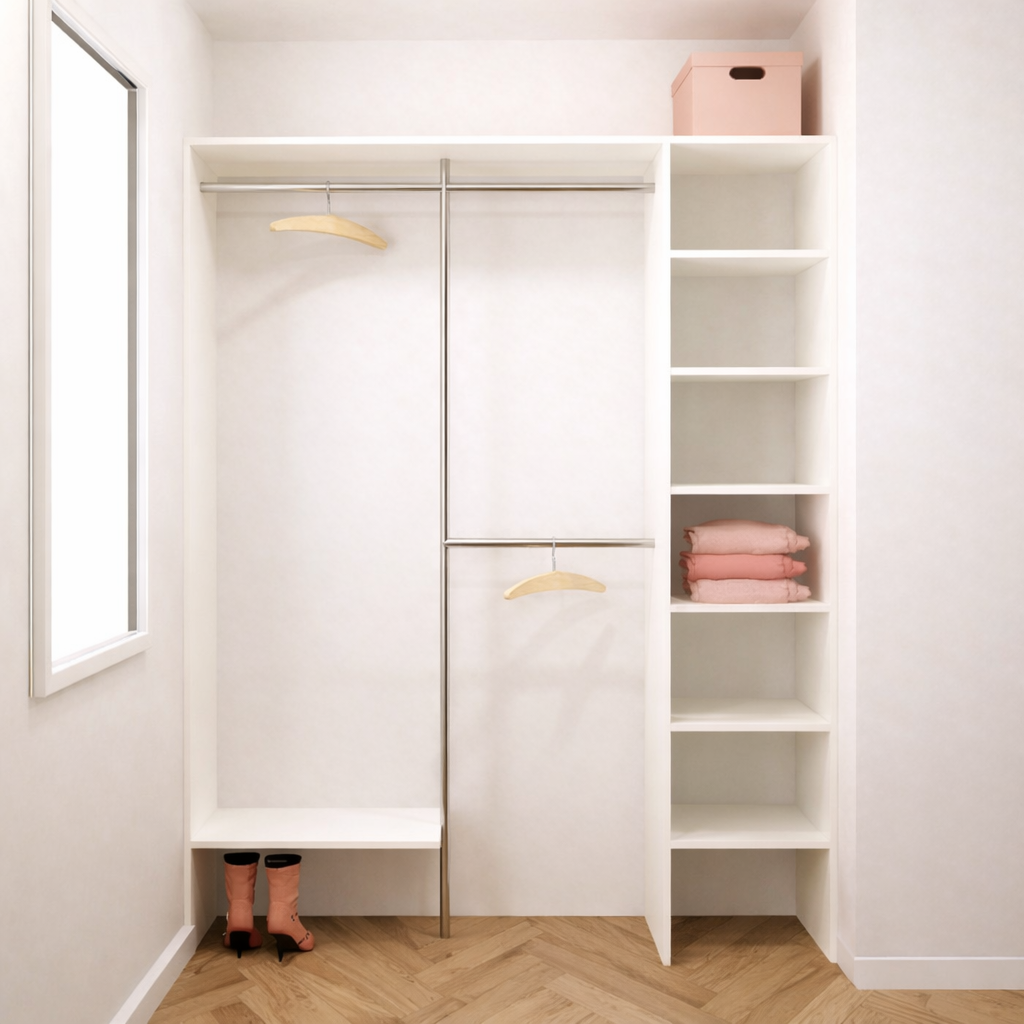 Garderoobisüsteem kahe riputustasemega riiete paremaks organiseerimiseks