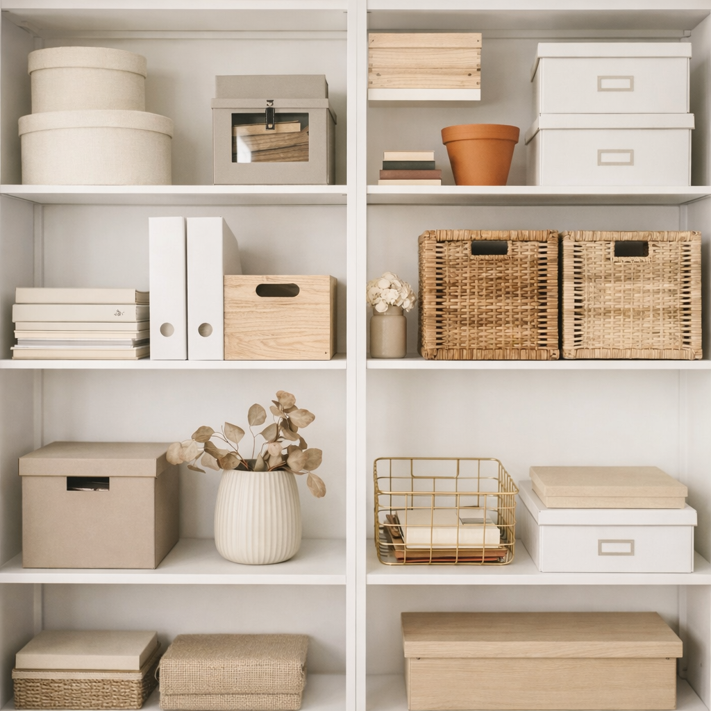 Eritellimus panipaiga riiulid korvide ja hoiukastidega kodu organiseerimiseks